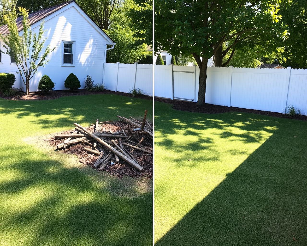 Cleaned yard after debris removal